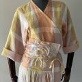 kimono bluzka krata bawelna pasek
