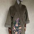 plaszcz kimono welna alpaka zdobiony